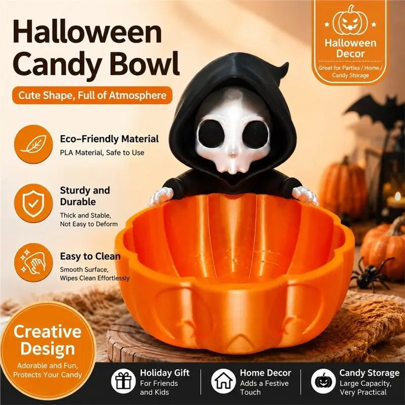 3D Printed Halloween Grim Reaper Candy Bowl – PLA Pumpkin