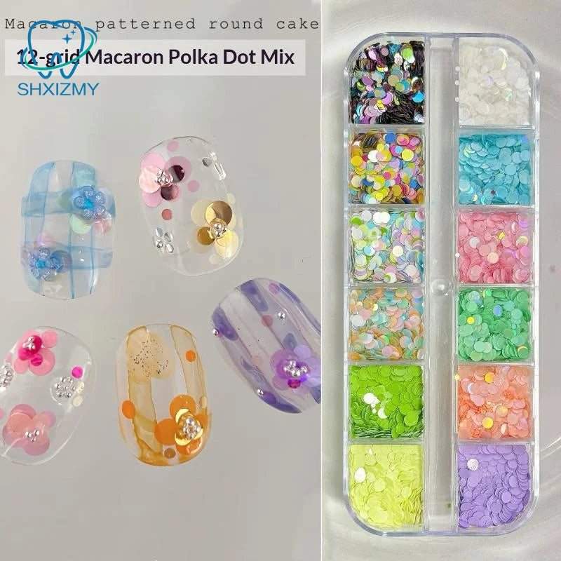 12-Grid Nail Glitter Sequin Set – DIY Colorful Nail Charms
