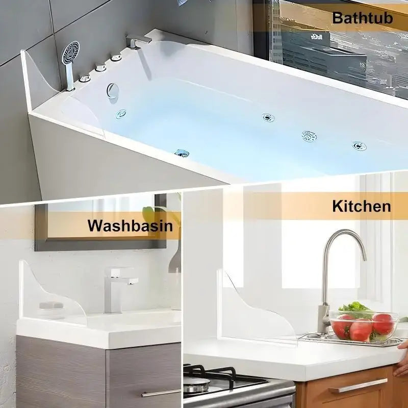 4Pcs Clear Acrylic Shower Splash Guard – Self-Adhesive Water Barrier