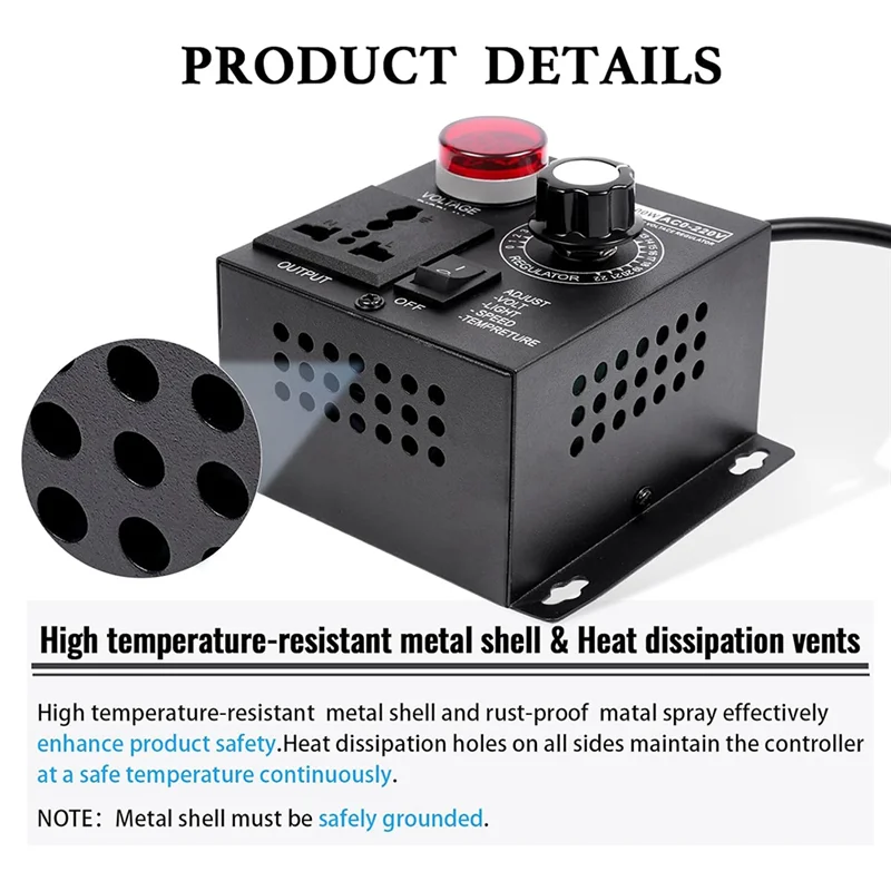 AC Motor Speed Controller 120V SCR Variable Fan Speed Regulator