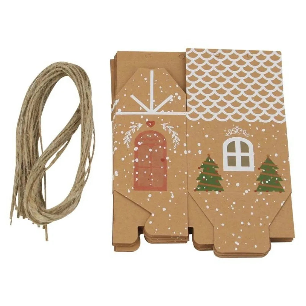 Christmas House Kraft Paper Candy Gift Boxes 25/50/100pcs