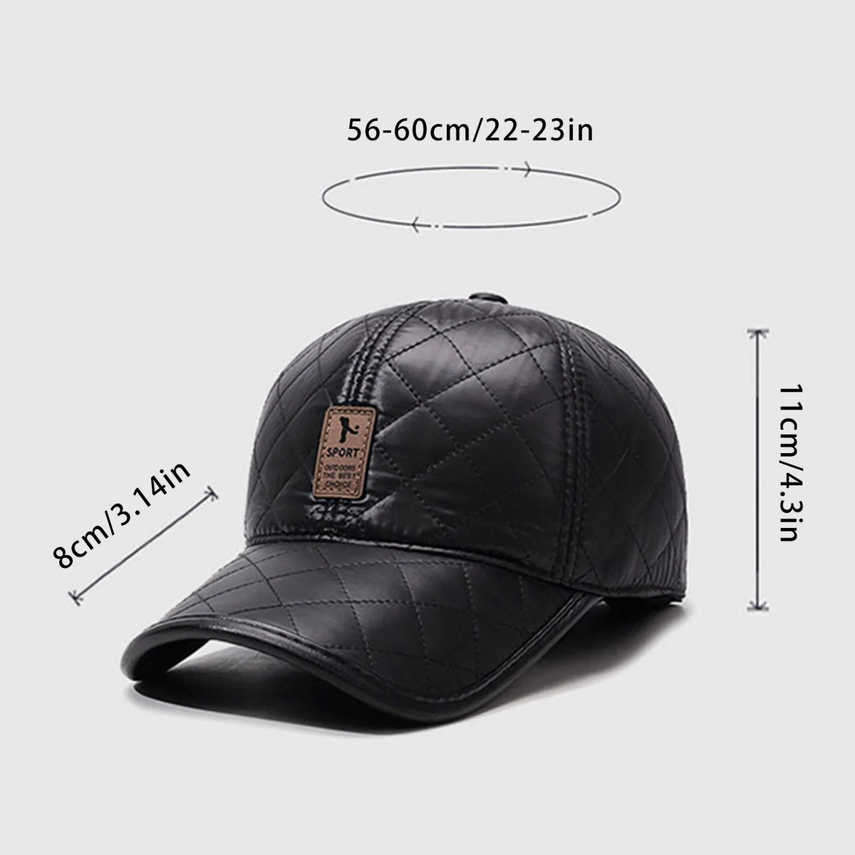 Wide Brim Winter Baseball Cap with Ear Protection – Unisex
