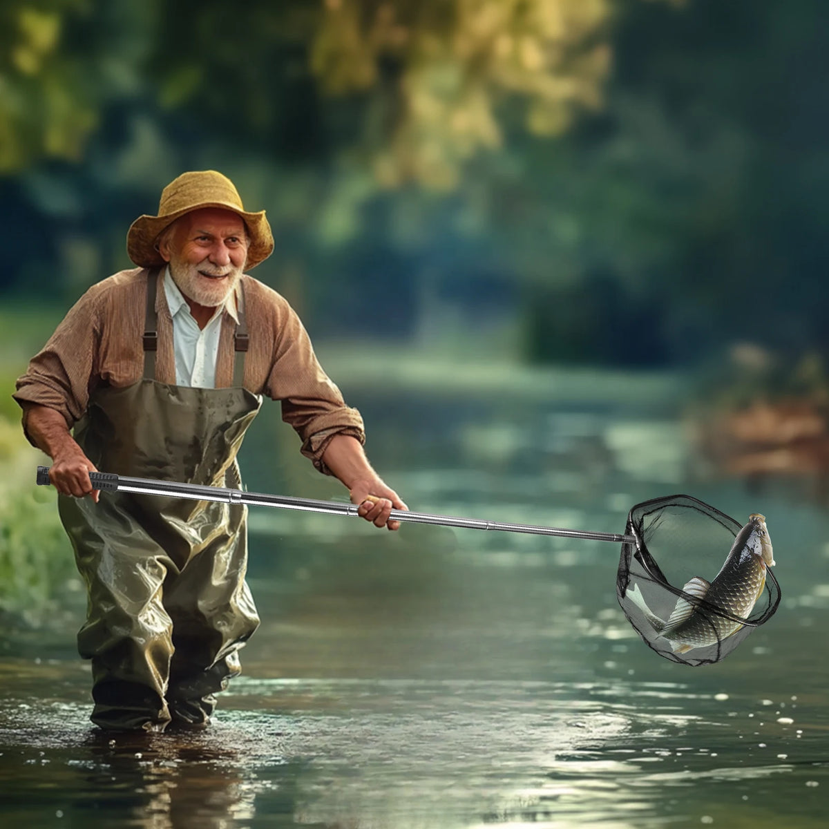 Foldable Fishing Landing Net – Telescoping Stainless Handle