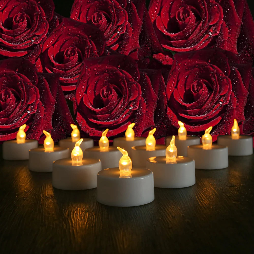 LED Flameless Tea Light Candles – Flickering Battery Operated 12/24 Pack