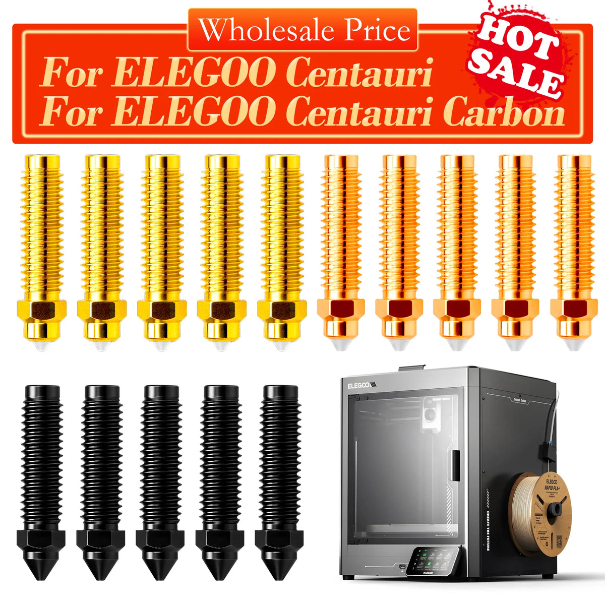 BEGRINT 0.4mm Bimetal Hardened Steel Nozzle – ELEGOO Centauri