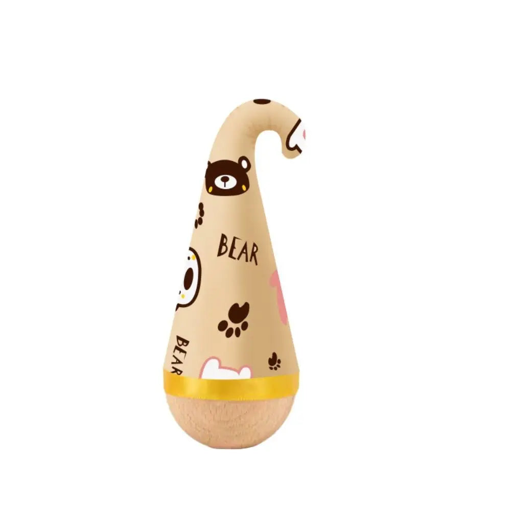Wooden Tumbler Cat Toy – Interactive Feather Wobbler