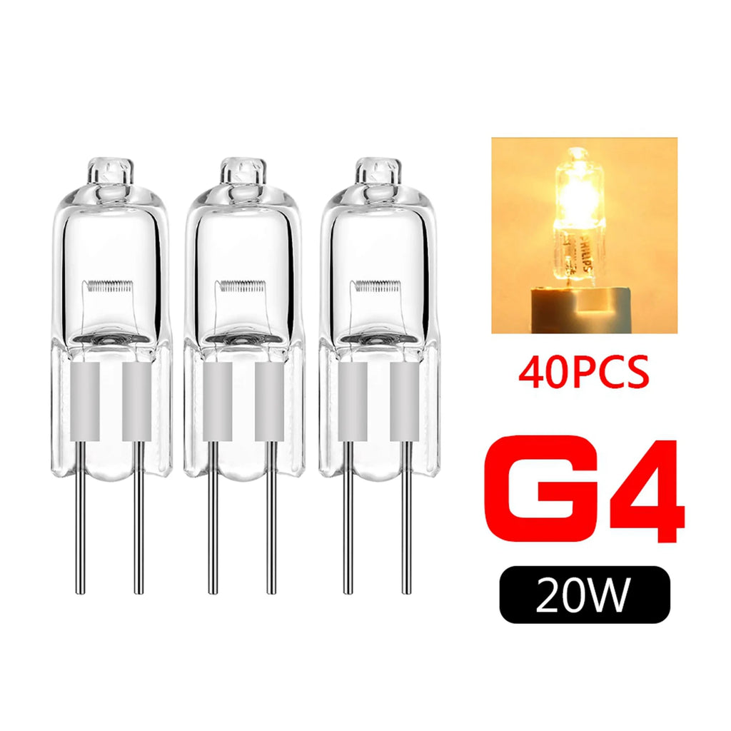 120-Pack G4 12V 20W Halogen Bulbs – Clear 2-Pin Crystal Lamp