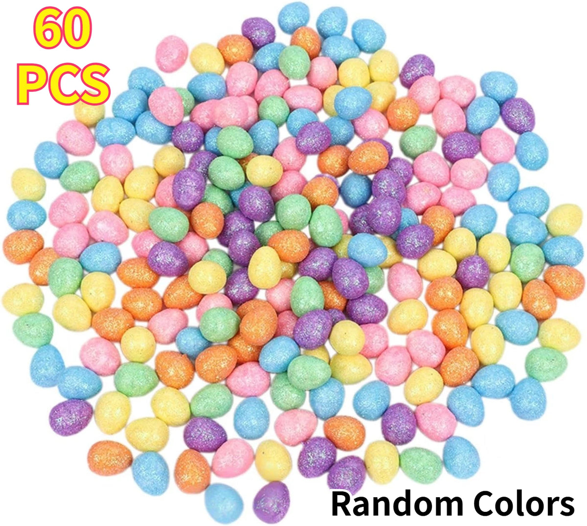 30/60 PCS Mini Glitter Foam Easter Eggs Bulk – Craft & Party Decor
