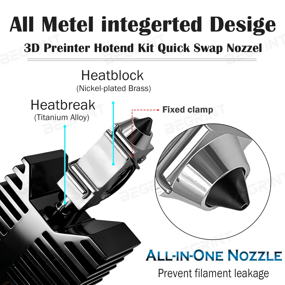 BEGRINT 0.4mm Hardened Steel Hotend for Snapmaker U1 3D Printer