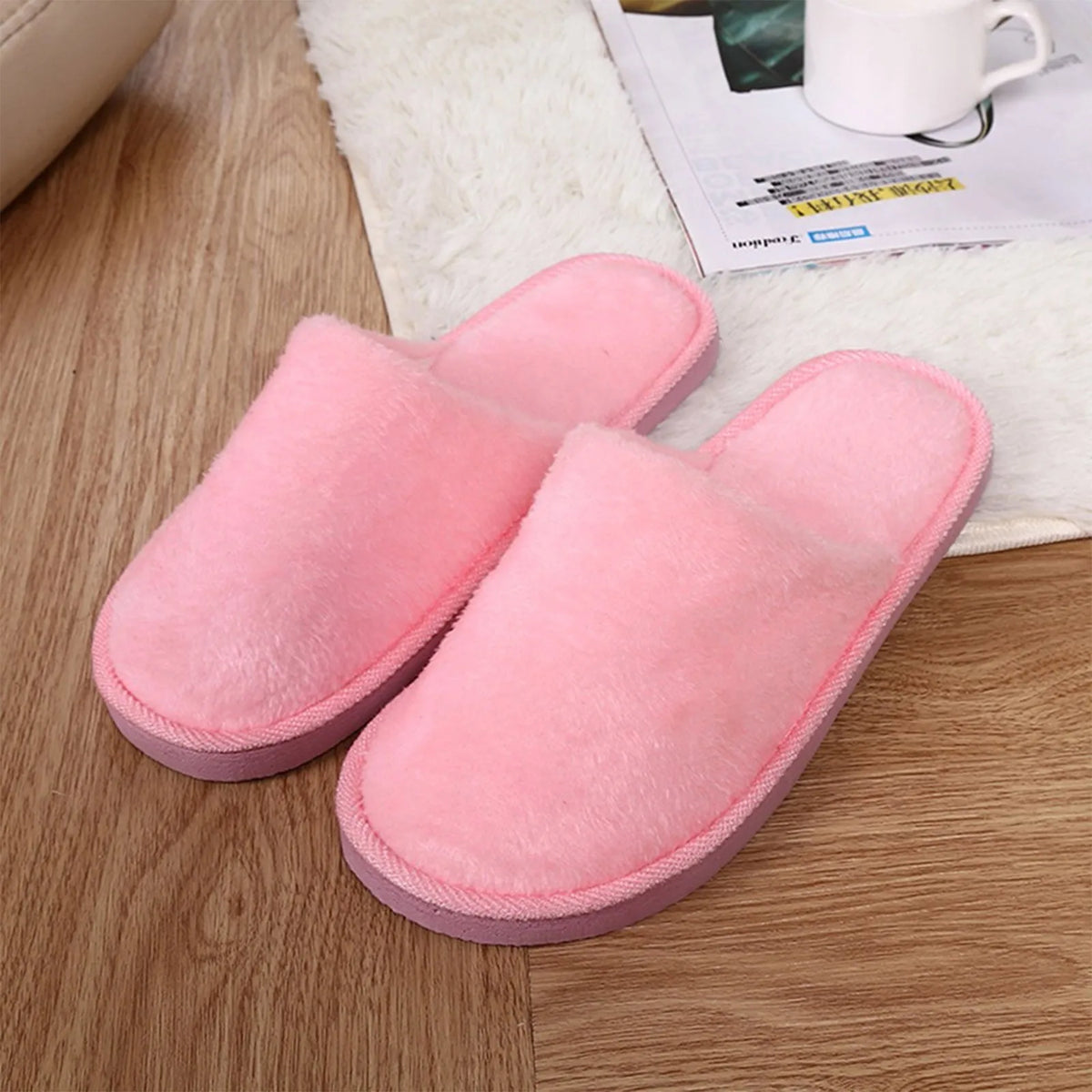 Women's Warm Plush Indoor Slippers – Soft Furry House Shoes