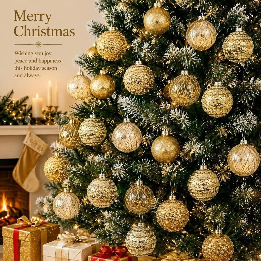 16-Pc 6cm Painted Christmas Ball Ornament Set – Plastic Baubles
