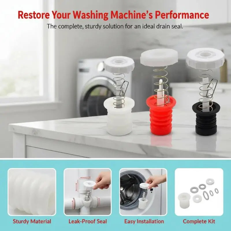 Washing Machine Drain Valve Plug Set – Rubber Seal & Spring