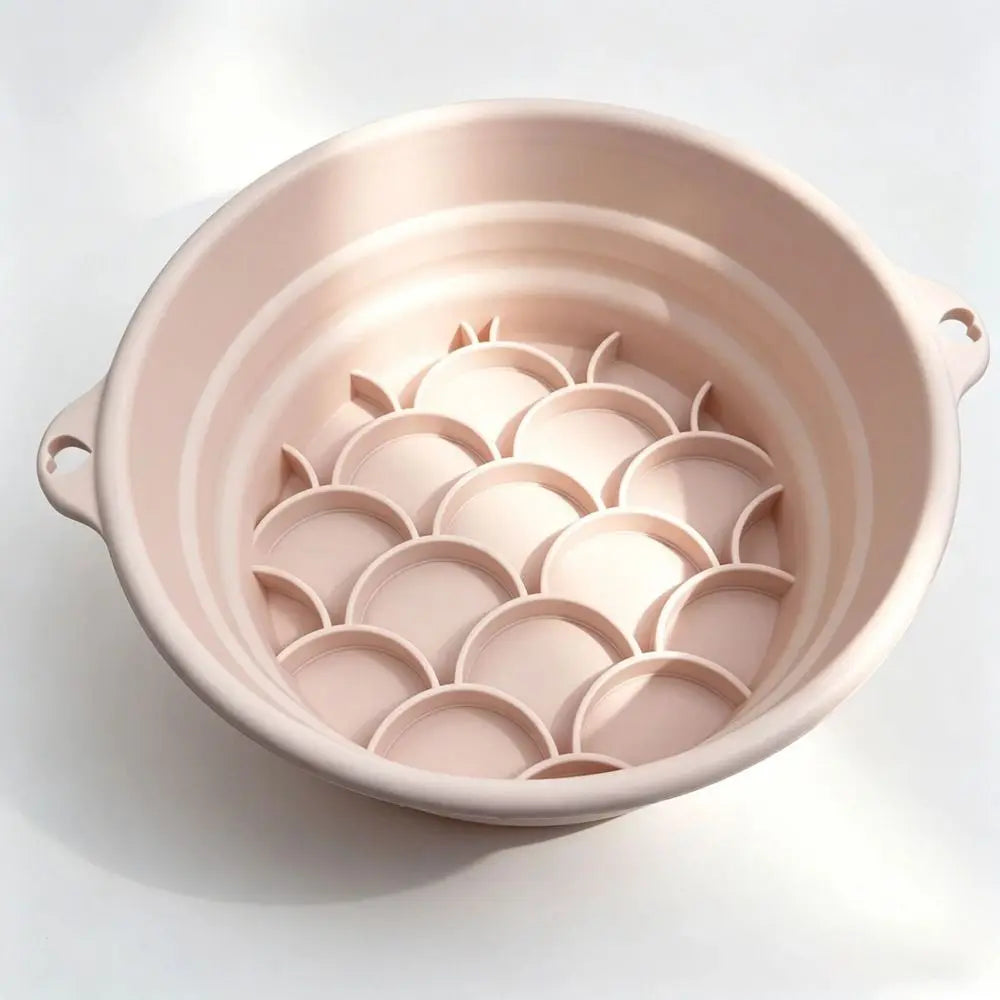 Foldable Silicone Face Ice Bath Bowl with Built-In Ice Tray