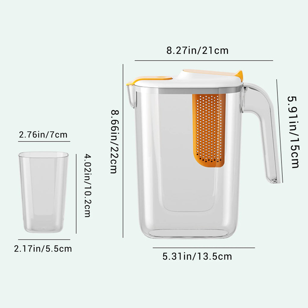 2.6L Plastic Teapot Cold Water Pitcher & Cup Set for Parties