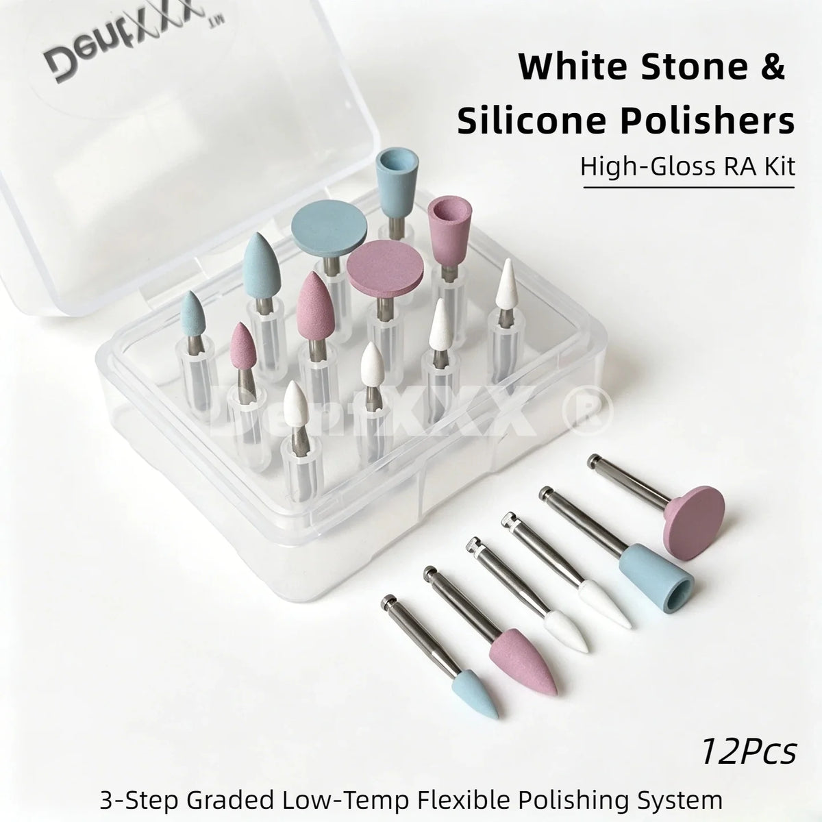 White Stone & Silicone Nail Polishers – High Gloss Set