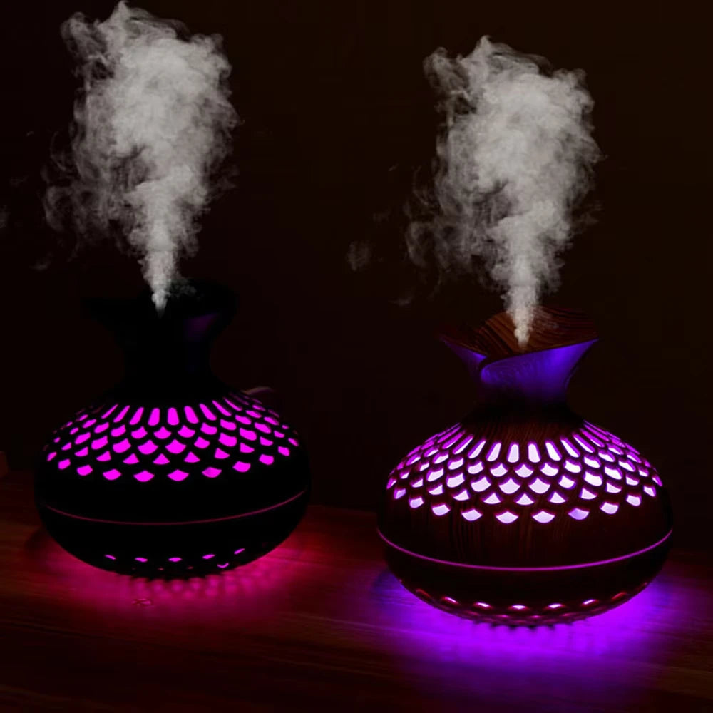 Wood Grain Mini USB Ultrasonic Humidifier & Aroma Diffuser 300ml