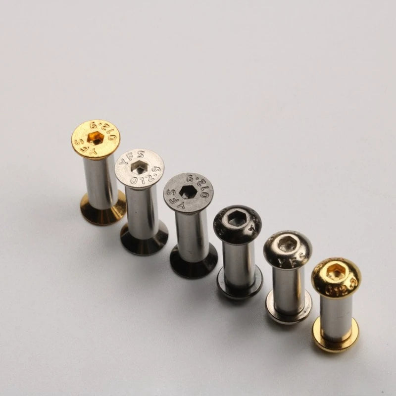 10-Pack Brass Knife Handle Screw Rivets – Flat & Round Hex Head