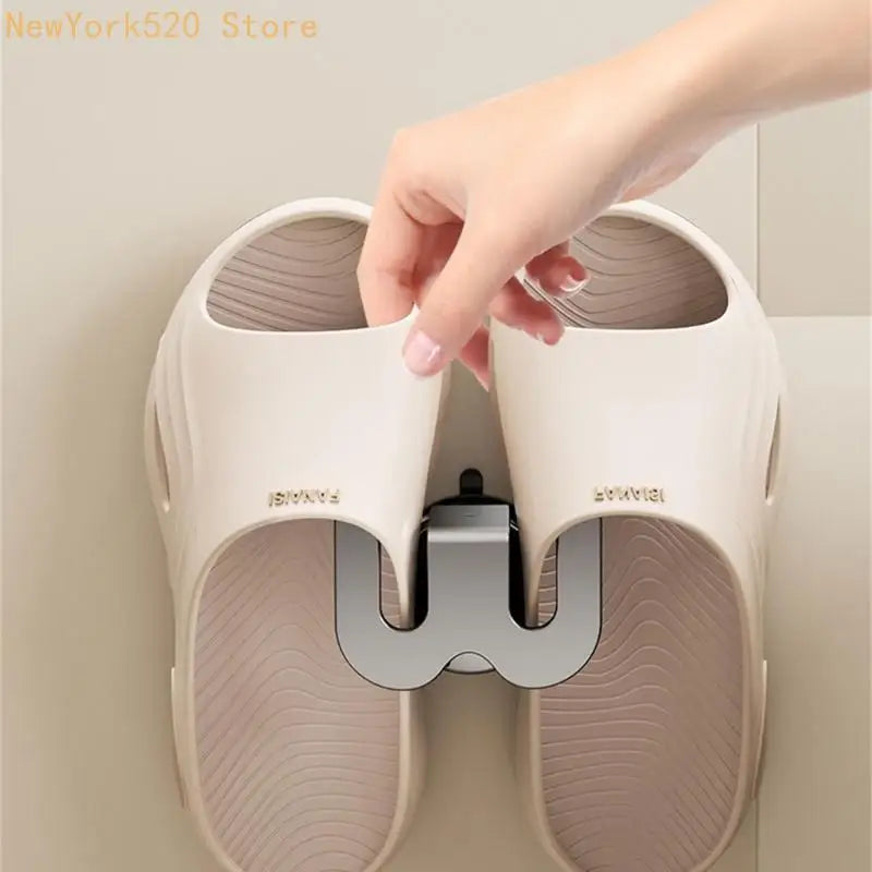 No-Drill Suction Cup Slipper Rack – Bathroom Wall Organizer