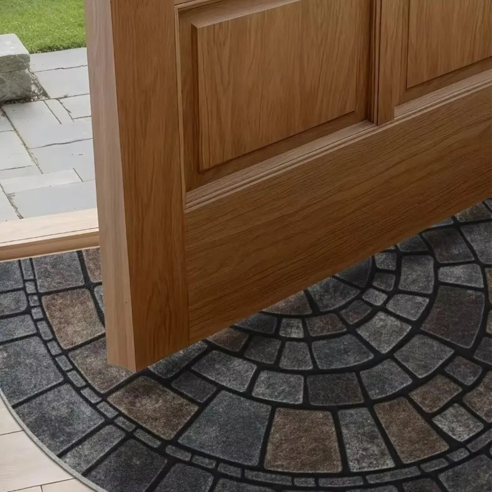 Soft Semi-Circle Door Mat – Absorbent Non-Slip Entry Rug