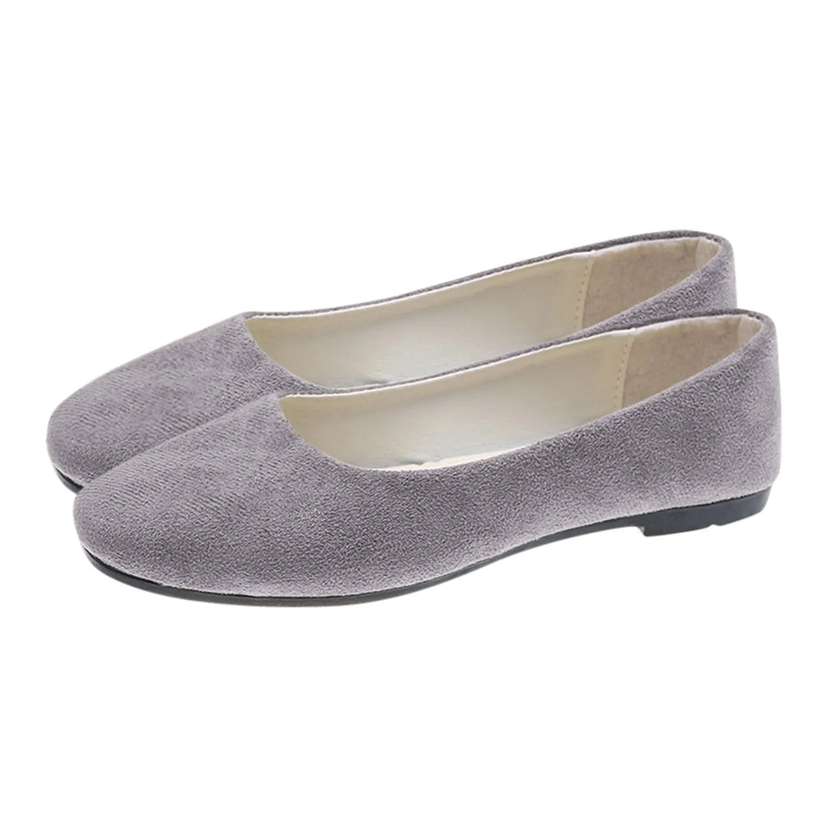 Women's Suede Ballet Flats Slip-On Round Toe Ballerina Shoes