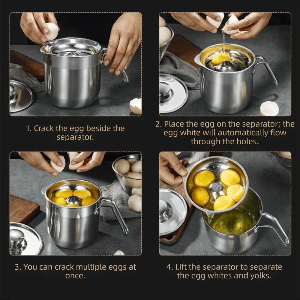 304 Stainless Steel Egg Separator Bucket with Lid – Large