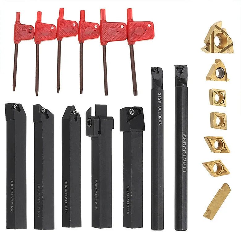 NC Tool Holder 7-Piece Set 12mm Turning Tools & Blades