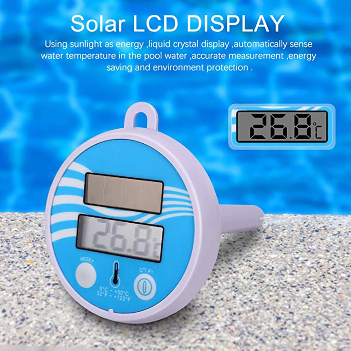 Solar Floating Pool Thermometer – Waterproof LCD Display