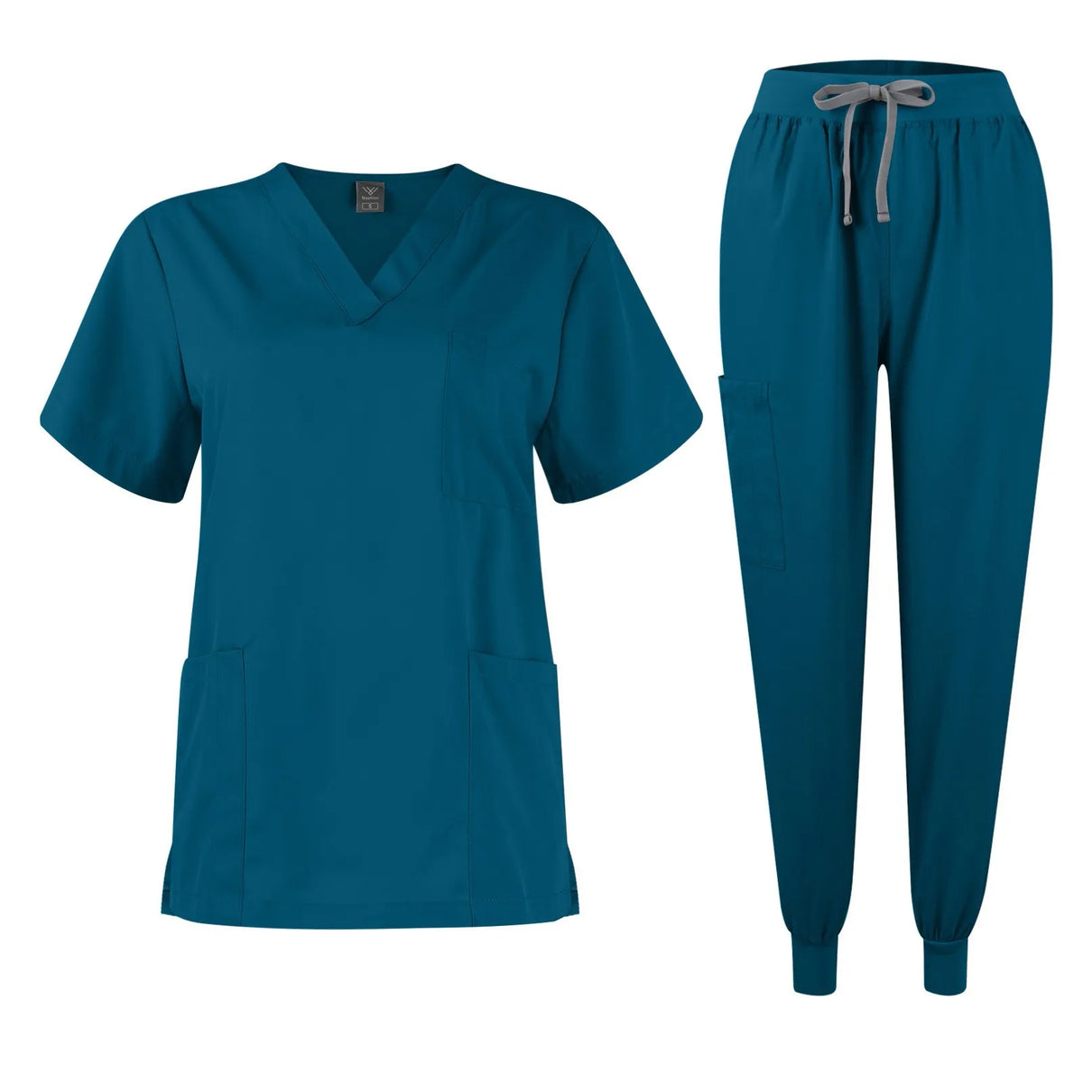 Women's V-Neck Stretch Scrub Set – Nursing Uniform Top & Pants