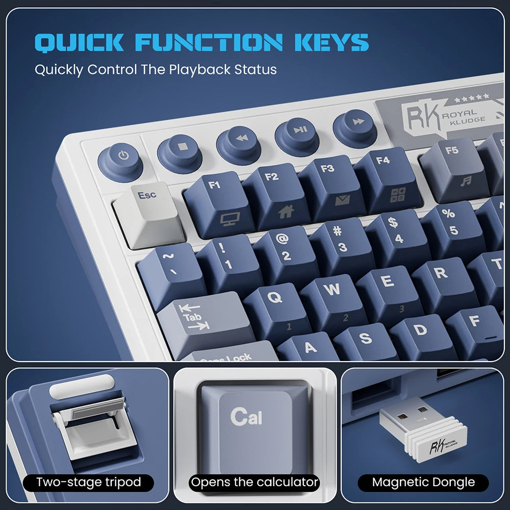 RK Royal Kludge M87 Wireless Mechanical Keyboard | TFT Screen