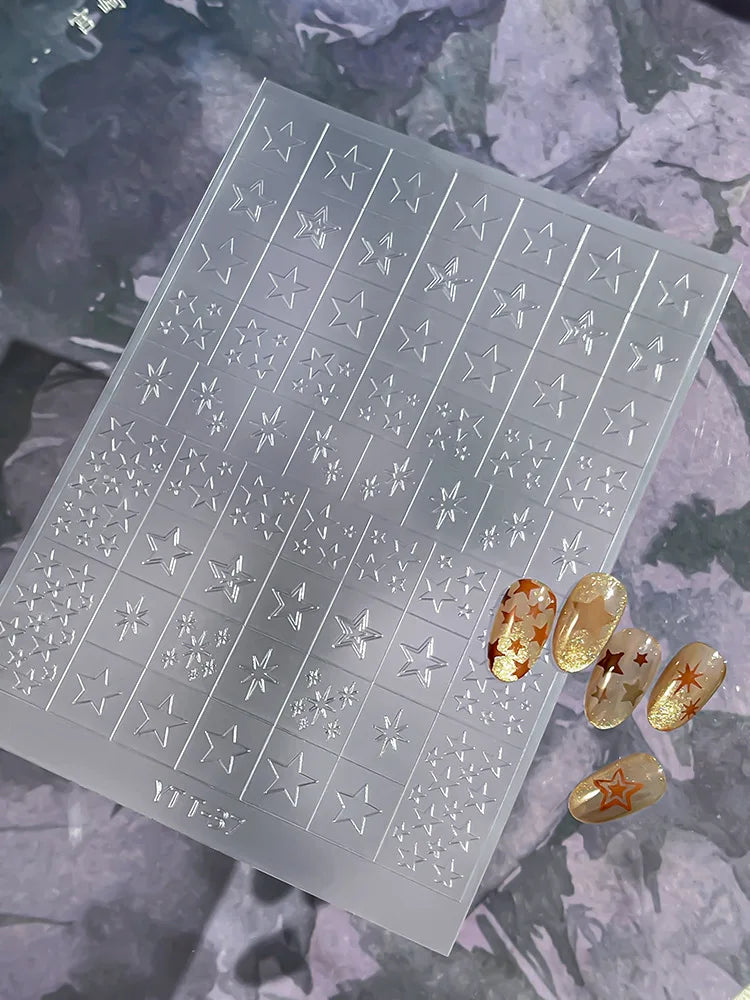French Nail Art Stickers 3D Decals – Checkered & Heart Designs