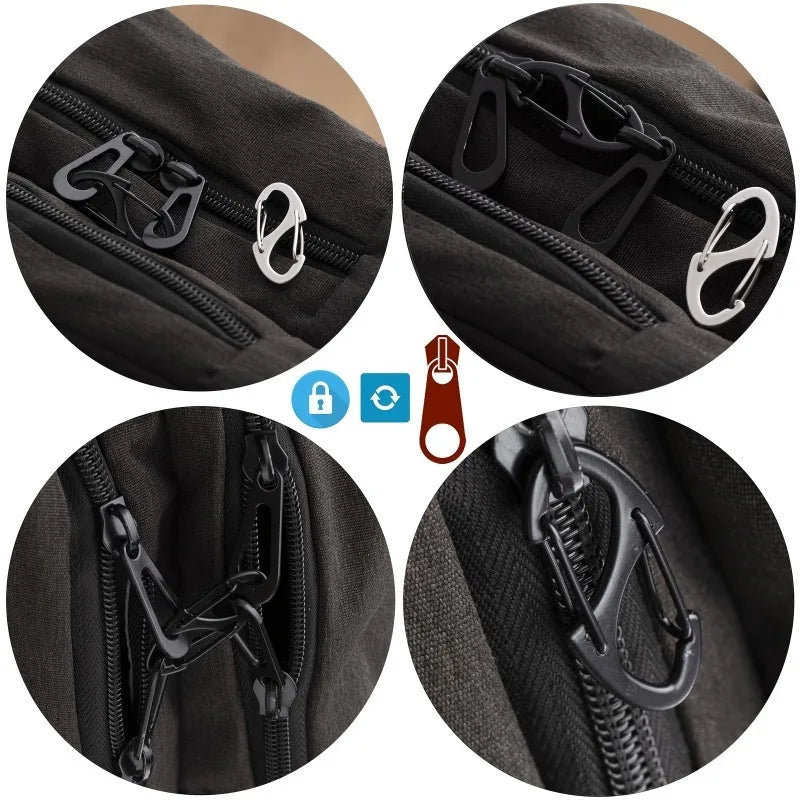 4-Pack Anti-Theft Zipper Lock Buckle Hooks for Bags & Backpacks