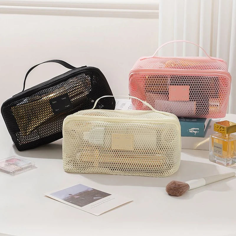 Mesh Clear Makeup Bag – Travel Toiletry Cosmetic Organizer