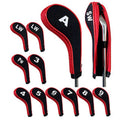 Golf Iron Head Covers 12-Pack Zippered Neoprene – Red