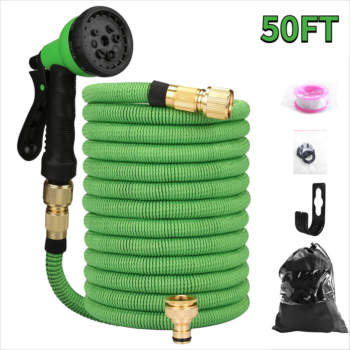 Expandable Garden Hose 25–100ft | 8-Mode Spray Nozzle