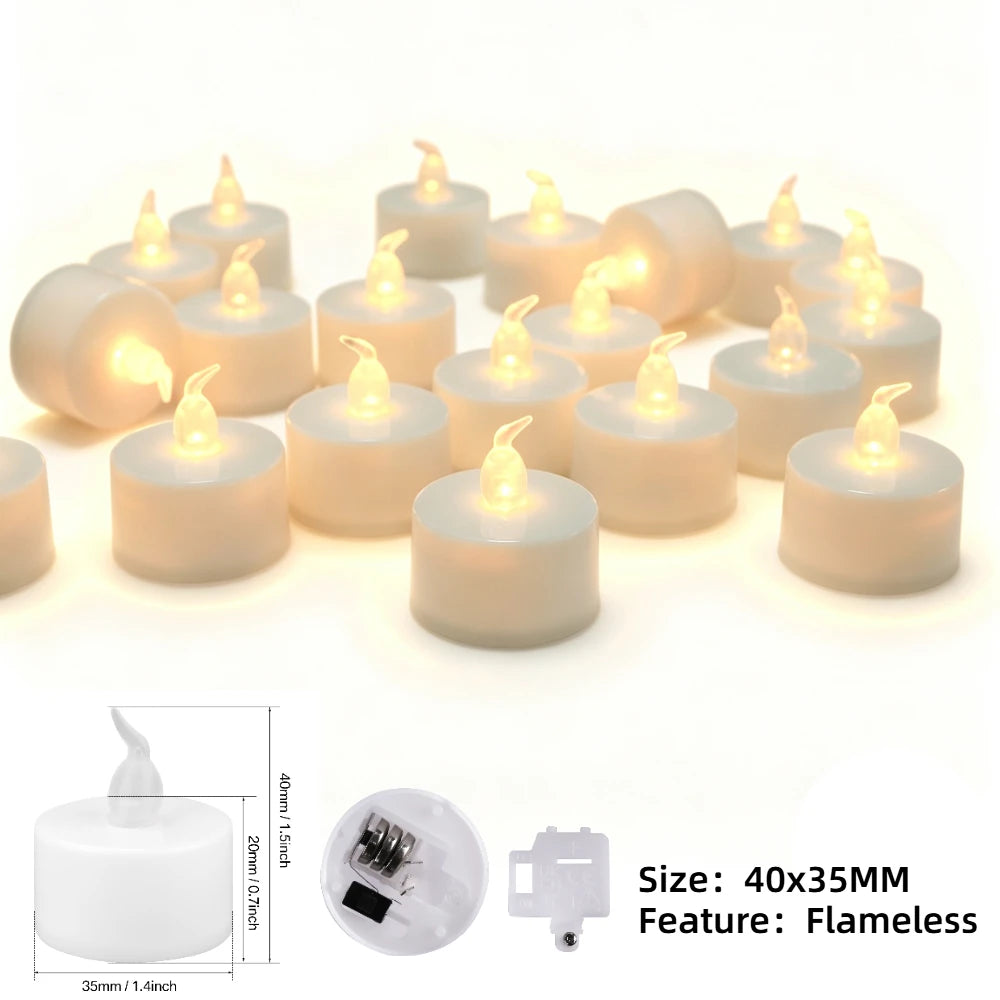 12/24 Pack Flameless LED Tea Light Candles Battery Operated