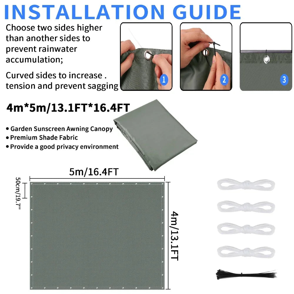 Waterproof Sun Shade Sail Awning with Grommets – UV Protection