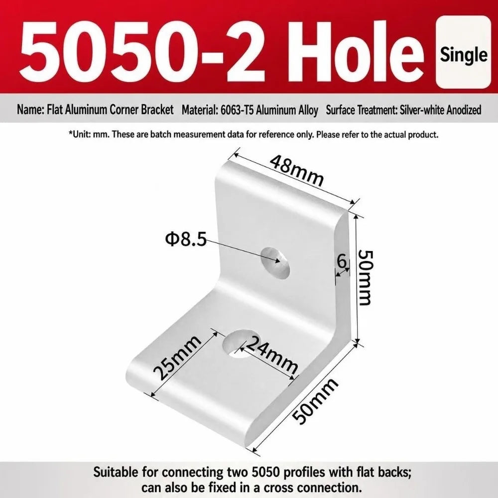 90° Aluminum Angle Bracket Flat Right Angle Connector Alloy