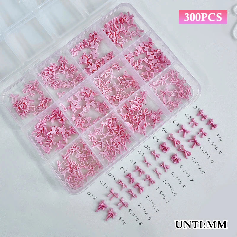 12-Grid Resin Bowknot Nail Art Charms DIY Manicure Gems Set