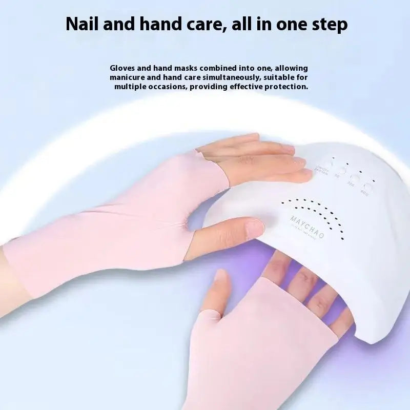 UV Protection Fingerless Gloves – Ice Silk Nail Art Sun Care