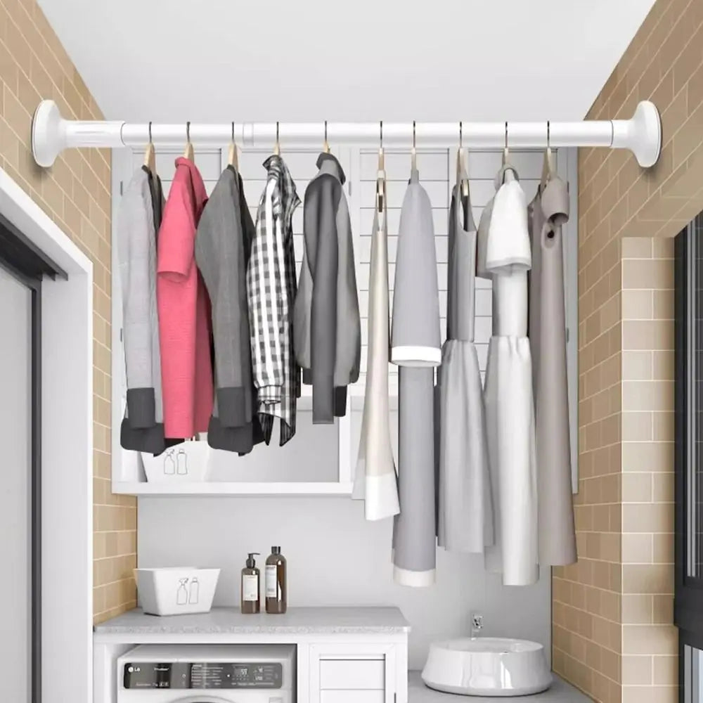 Adjustable Telescopic Clothing Rod – No-Drill Wardrobe Rail