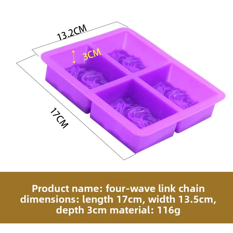 4-Cavity Wave Square Silicone Soap Mold – DIY Cold Process