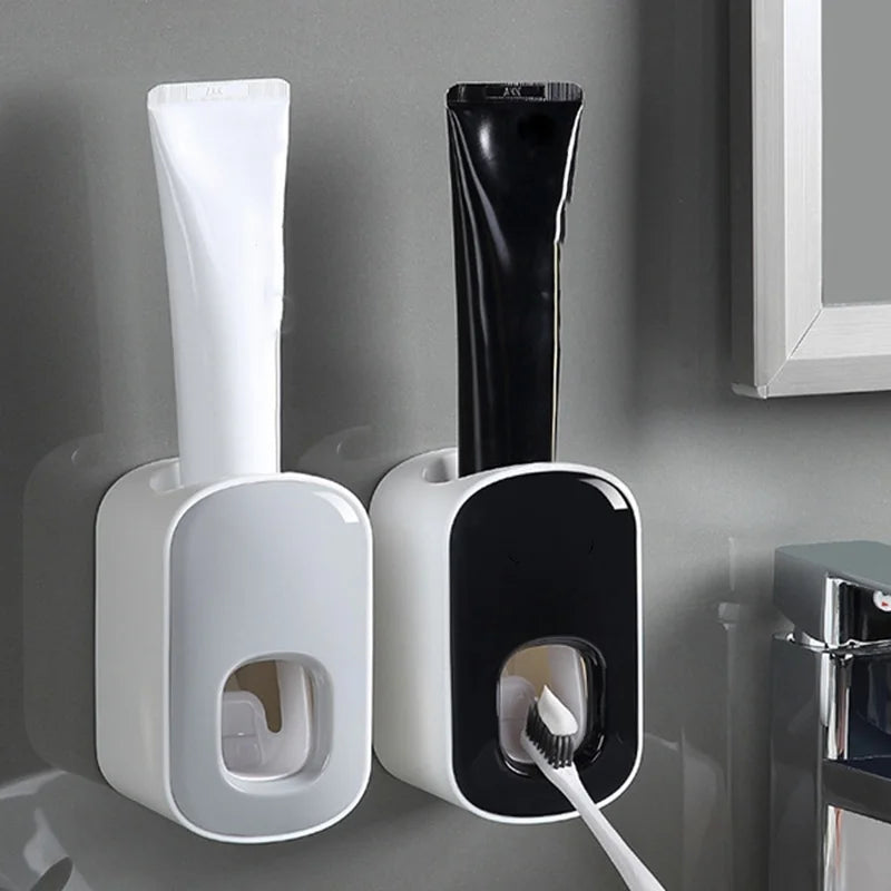 Automatic Toothpaste Dispenser Wall Mount & Toothbrush Holder