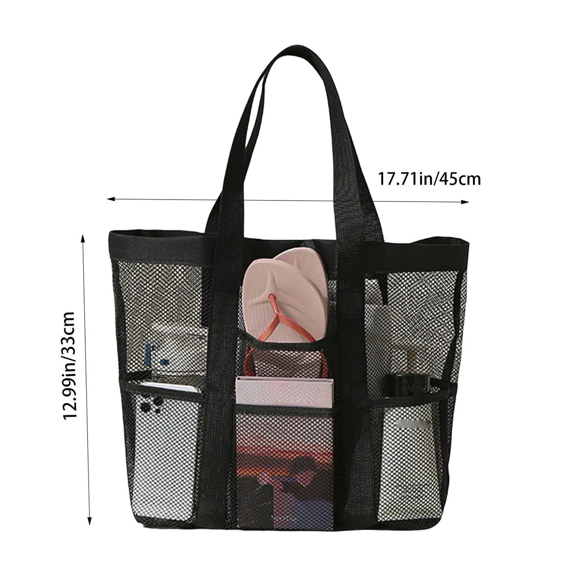 Large Nylon Mesh Beach Bag – Waterproof Sandproof Tote