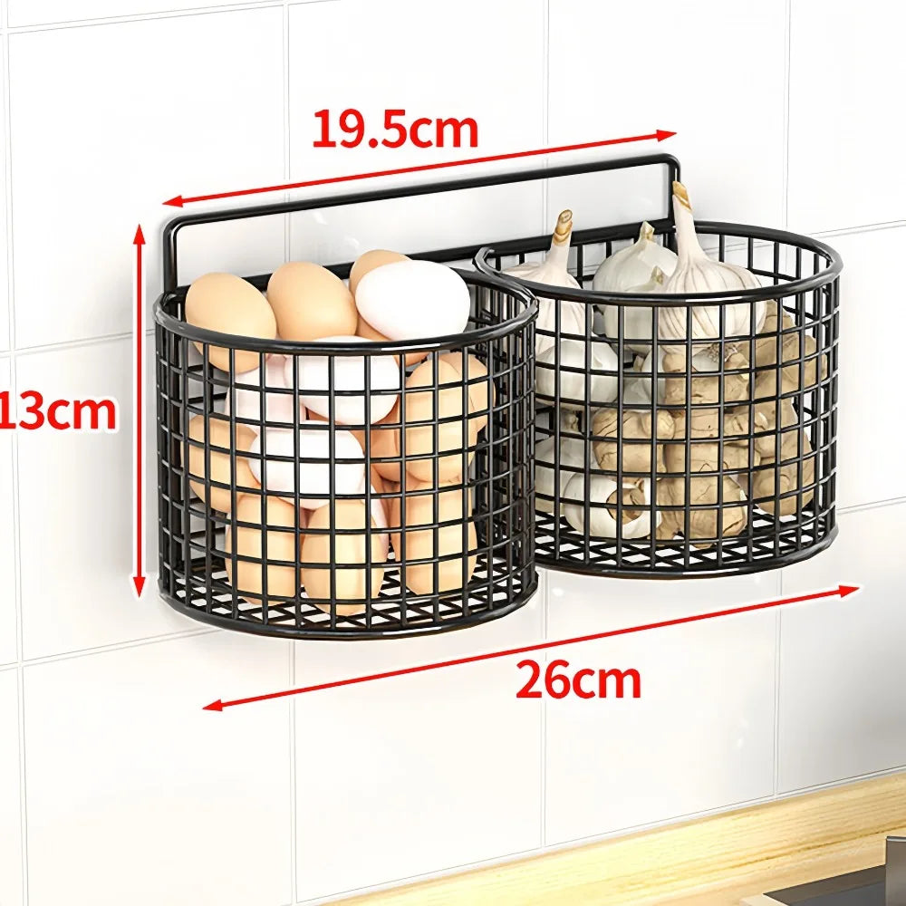 Wall Mounted Round Metal Storage Basket Rack – Kitchen & Bath