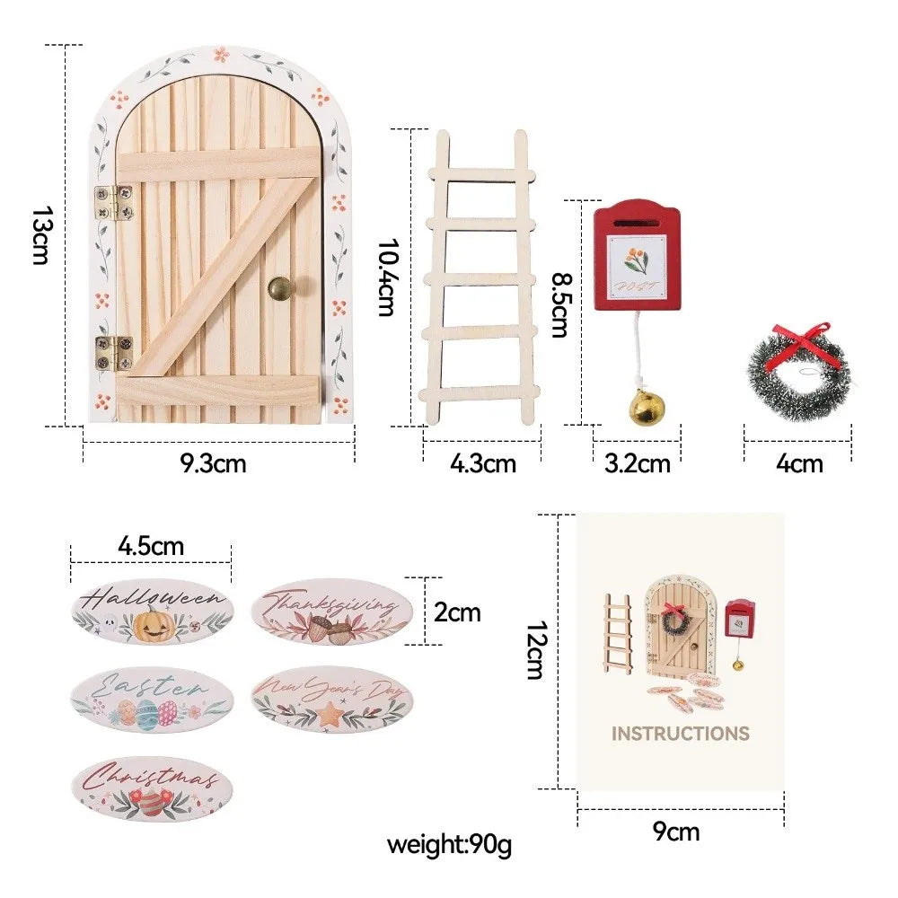 Wooden Mini Fairy Elf Door Christmas Room Decoration Gift