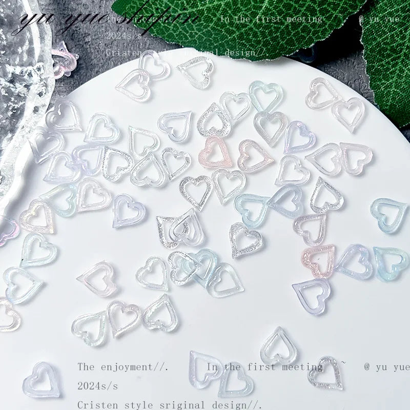 20Pcs 3D Resin Nail Art Charms – Heart & Star DIY Decor