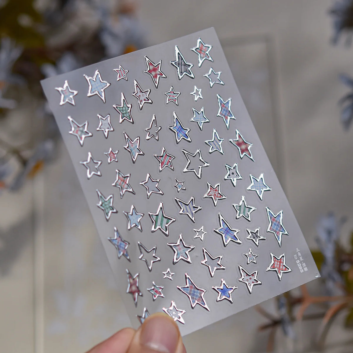 5D Star Nail Stickers – Gold Silver Laser Self-Adhesive Decals