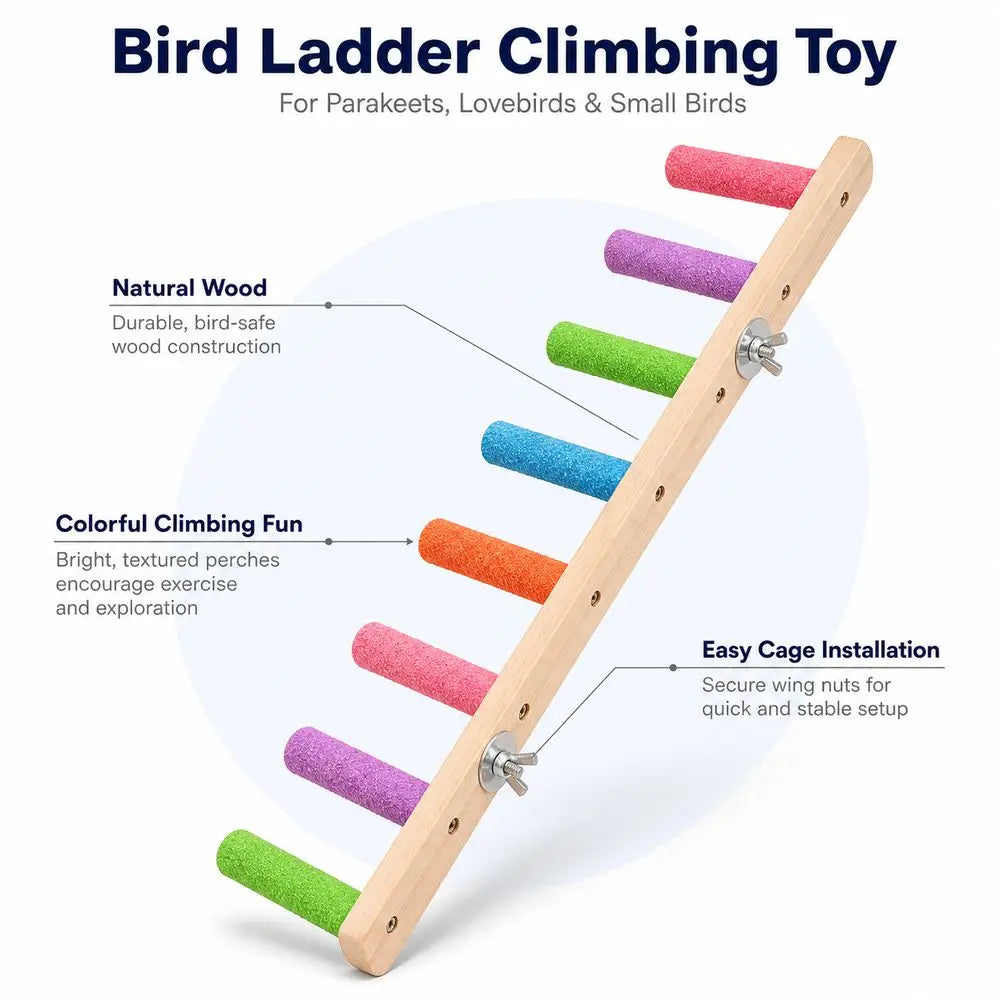 Colorful Wooden Bird Ladder 4/6/8 Rung Parrot Climbing Perch