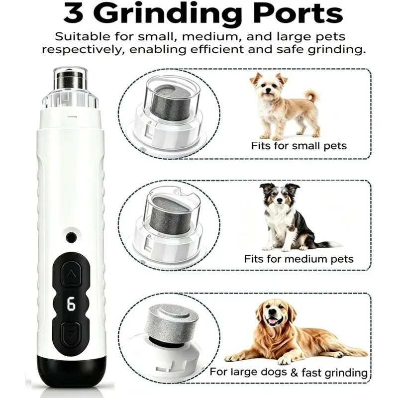 VIBE Quiet Pet Nail Grinder 6-Speed for Dogs & Cats | LED Light