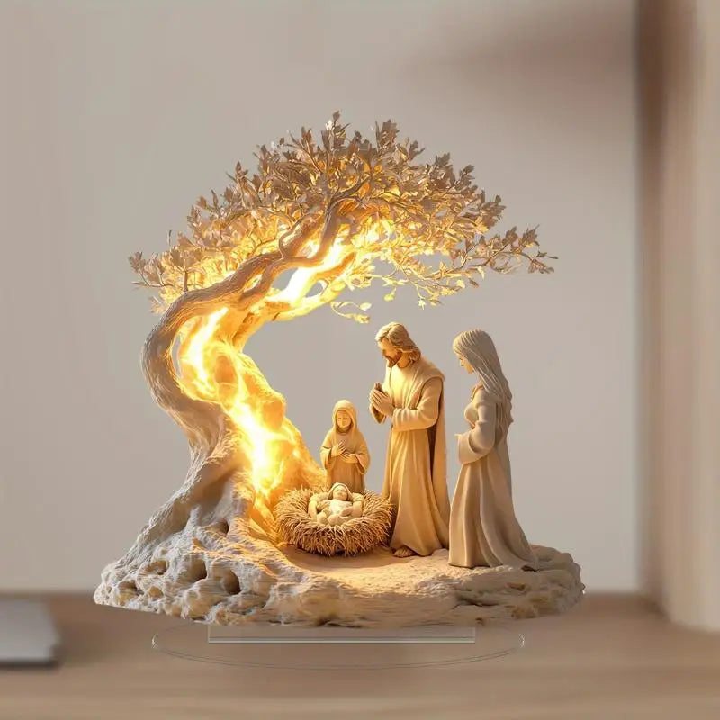 2D Flat Acrylic Nativity Scene Christmas Tabletop Ornament